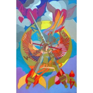 On the Four Winds Does My Heart Fly, mixed media on paper, 40x26 inches, © Denise Weaver Ross