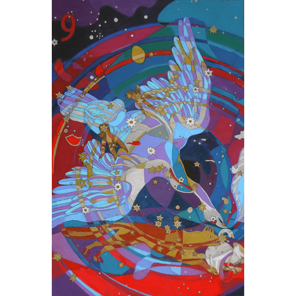Nine Stars of a Swan Song, Mixed media on paper, 40x26 inches, ©Denise Weaver Ross