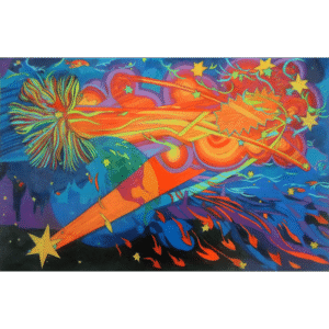 Our Wild Stars, mixed media on paper, 26x40 inches, ©Denise Weaver Ross