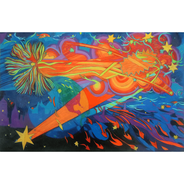 Our Wild Stars, mixed media on paper, 26x40 inches, ©Denise Weaver Ross