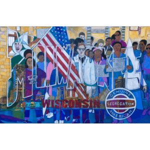 Milwaukee WI: Genuine American Segregation, mixed media on paper, 26x40-inches, © Denise Weaver Ross