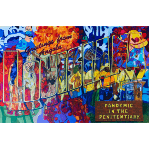 Angola LA: Pandemic at the Penitentiary, mixed media on paper, 26x40 inches, © Denise Weaver Ross, 2020