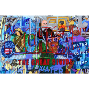 Michigan: The Great Divide, mixed media on paper, 26x40 inches, ©Denise Weaver Ross