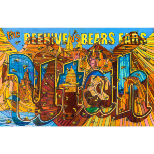 UTAH-The Beehive vs Bears Ears, mixed media on paper, 26x40 inches, ©Denise Weaver Ross