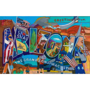 ARIZONA-The Grand Conspiracy State, mixed media on paper, 26x40 inches, ©Denise Weaver Ross