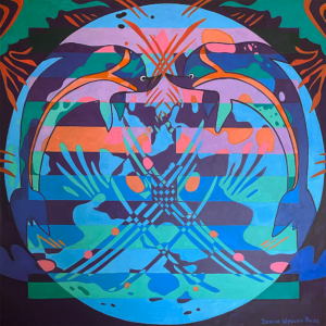 Hexagram 61: Sincerity, Acrylic on Panel, 30x30 inches, © Denise WEaver Ross