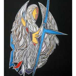 Archangel, mixed media on canvas, 42 x 32 inches, © Christian Michael Gallegos, 2014