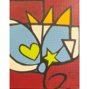 Royal Birdy #3, 16x12 inches, mixed media on canvas, ©Christian Michael Gallegos, 2026