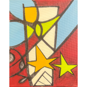 Royal Birdy #4, 16x12 inches, mixed media on canvas, ©Christian Michael Gallegos, 2026
