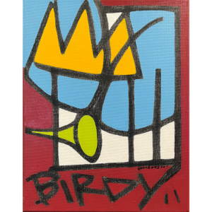 Royal Birdy #17, 14x11 inches, mixed media on canvas, © Christian Michael Gallegos, 2026