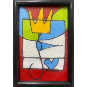 Royal Birdy #18, 6x4 inches framed, mixed media on canvas, ©Christian Michael Gallegos, 2026