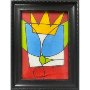 Royal Birdy #19, 8.5x6.5 inches framed, mixed media on canvas, © Christian Michael Gallegos, 2026