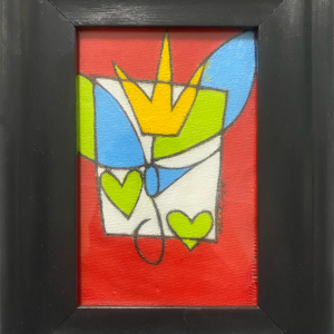 Royal Birdy #23, 8.5x6.5 inches framed, mixed media on canvas, © Christian Michael Gallegos, 2026