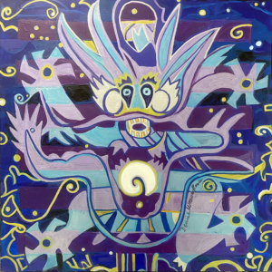 Hexagram 1: Creativity, mixed media on panel, 16x16 inches, ©Denise Weaver Ross