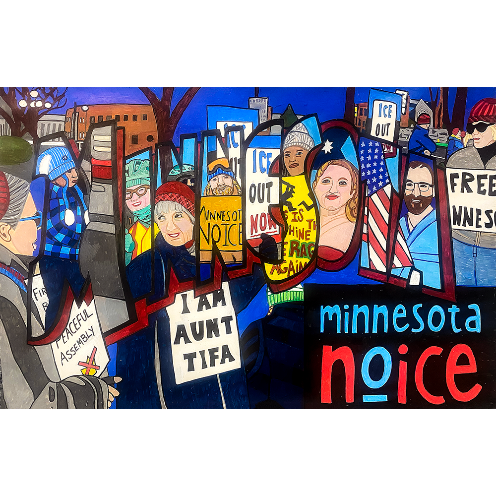 MINNESOTA: NoICE, acrylic paint on heavy water color paper, 26x40 inches, ©Denise Weaver Ross